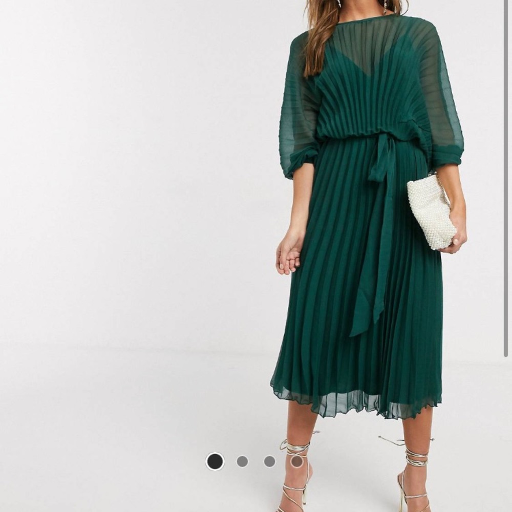 ASOS DESIGN blouson pleated midi dress